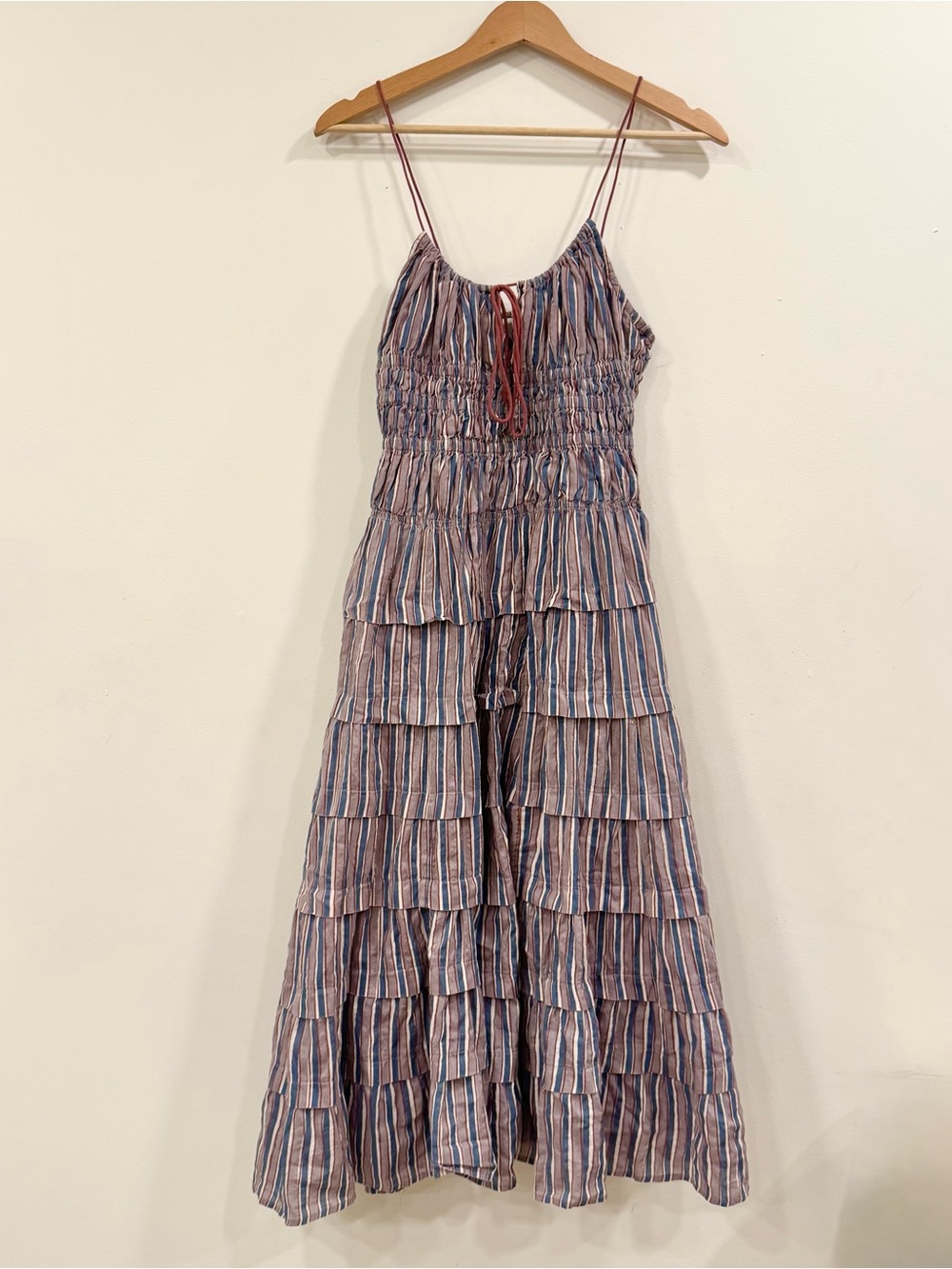 Free People Going Steady Striped Ruffle Tiered Dress